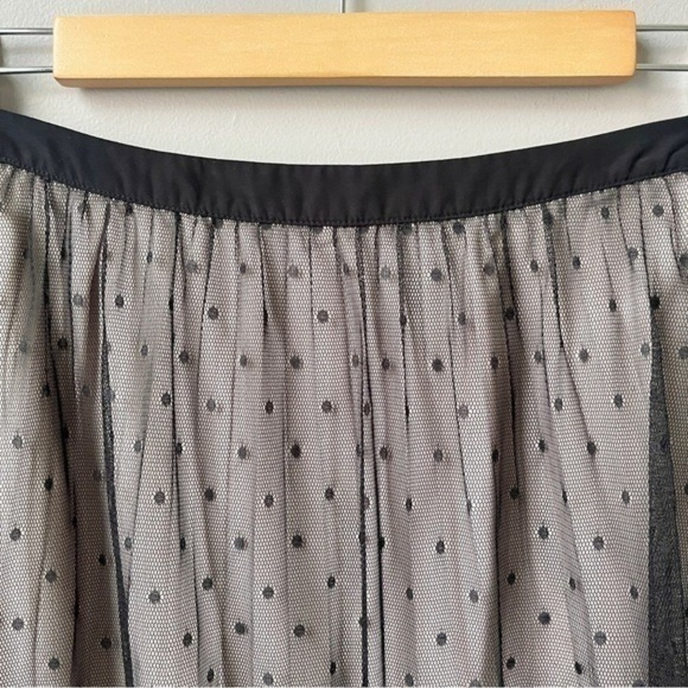 Ballet Midi Skirt Women's 12 Black Tan Mesh Lace Polka Dot Classic Pleated Soft - Picture 10 of 12